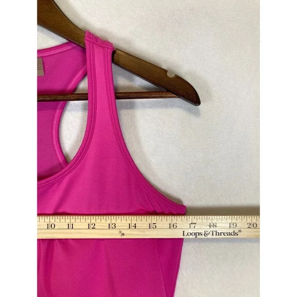 Barbiecore Athleta Women Large Pink Ruched Drawstring Racerback Workout Tank Top - Picture 5 of 9